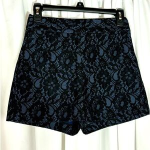 EXPRESS Blue Black Lace High Waisted Hot Pants Shorts 0 Small
